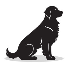 Golden Retriever silhouettes and icons. Black flat color simple elegant white background Golden Retriever animal vector and illustration.