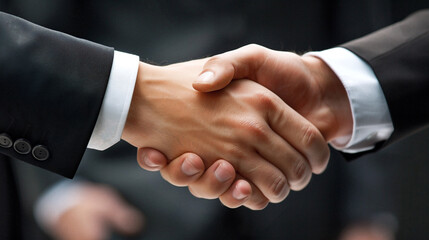 Business partners handshaking after successful agree