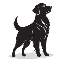 Golden Retriever silhouettes and icons. Black flat color simple elegant white background Golden Retriever animal vector and illustration.