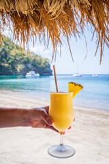 .Cocktail; at Anse Chastenet Beach..Soufriere..Saint Lucia, .West Indies, Eastern Caribbean