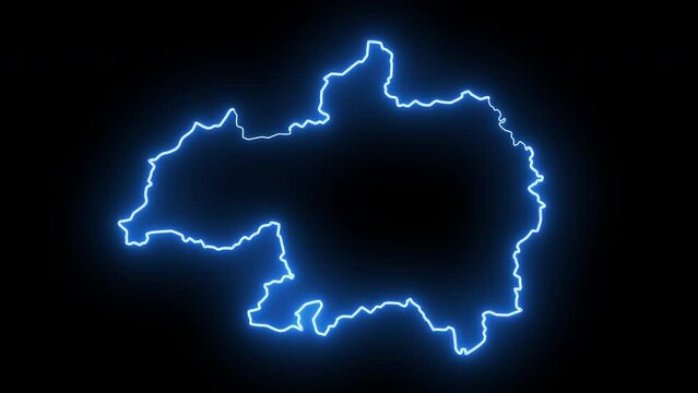 map of Bordj Bou Arreridj in algeria with glowing neon effect