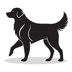 Golden Retriever silhouettes and icons. Black flat color simple elegant white background Golden Retriever animal vector and illustration.