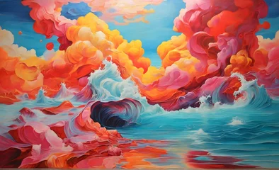 Keuken spatwand met foto Surreal Landscapes that include bright colored waves © Mila