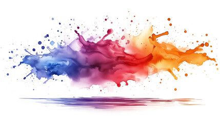 Multi colored watercolor paint brush stroke isolated on transparent file