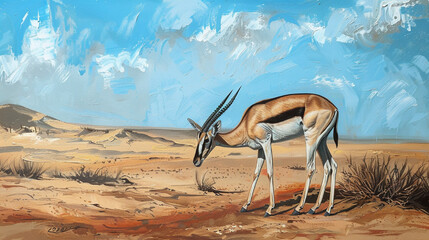 springbok antelope in the desert - obrazy, fototapety, plakaty