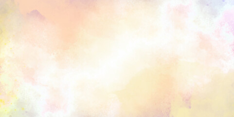 Abstract light watercolor background texture. White and yellow orange background.