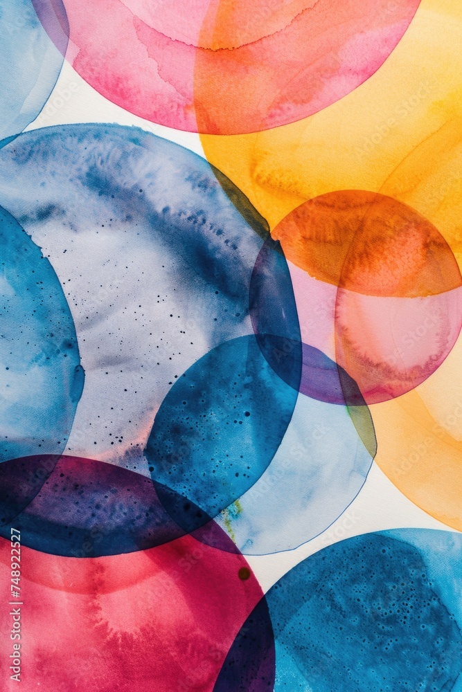 Poster detailed close up of a painting of circles, suitable for various design projects