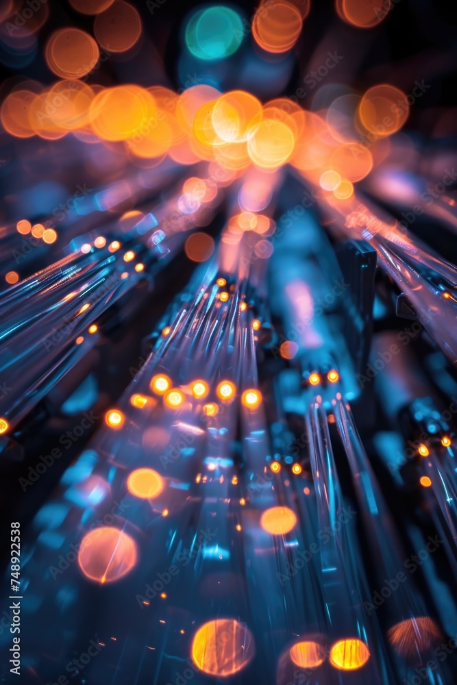 Poster Close up view of a cluster of bright lights. Ideal for adding a festive touch to any design project