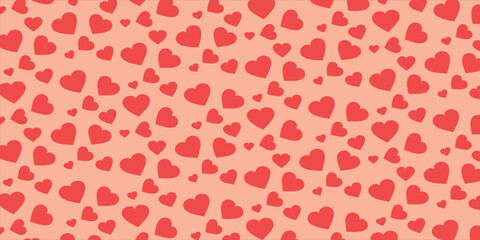 Cute love heart seamless pattern illustration. Cute romantic pink hearts background print. Valentine's day holiday, romantic wedding design.