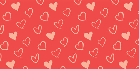 Cute love heart seamless pattern illustration. Cute romantic pink hearts background print. Valentine's day holiday, romantic wedding design.