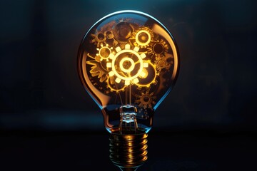 A unique concept of a light bulb with gears inside. Perfect for illustrating innovation and creativity in engineering projects