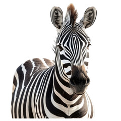 Fototapeta na wymiar zebra face shot isolated on transparent background