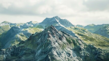 Mountain range with cloudy sky, suitable for nature themes
