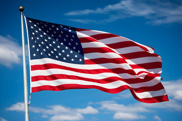 American Flag Wave: Pride, Strength, and Freedom Above a Clear, Blue Sky