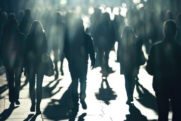 A group of people walking down a street. Ideal for urban lifestyle concepts