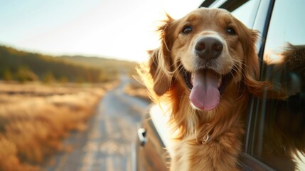 A curious dog enjoying a car ride. Suitable for pet and travel themes