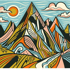Fototapeta na wymiar mountain landscape illustration