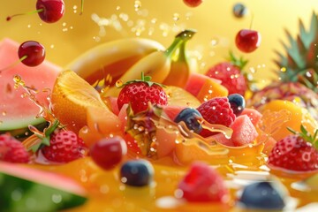 A close-up shot of a plate filled with fresh and colorful fruits. Perfect for healthy eating concepts