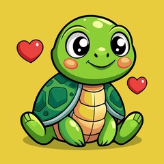 Cute turtle sit cartoon . animal love icon concept isolated . flat cartoon style