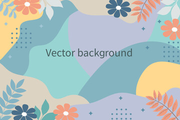 Fototapeta na wymiar Template summer banner and cover background. Colorful background with tropical plants and flowers. Modern trendy colorful design. Vector template for social media posts.