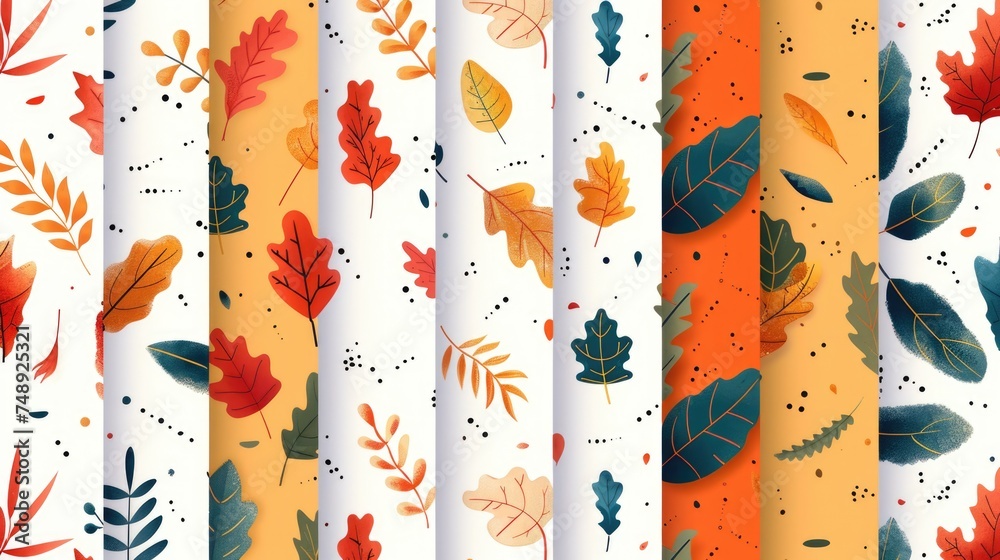 Poster A collection of four unique leaf patterns. Great for nature and botanical themes