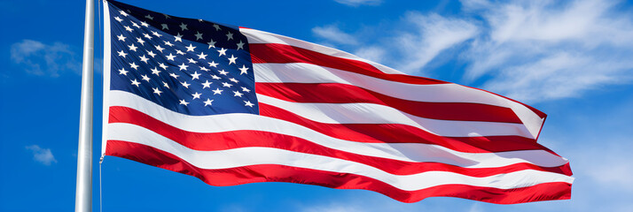 American Flag Wave: Pride, Strength, and Freedom Above a Clear, Blue Sky