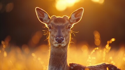 A close up of a deer in a field, suitable for nature themes