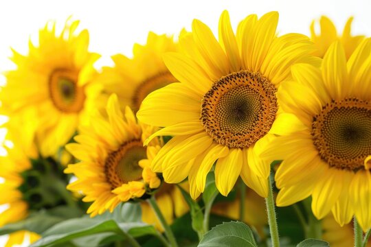 A bunch of yellow sunflowers in a vase. Suitable for interior decor