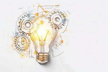 Innovative concept of a light bulb with gears, suitable for technology and creativity themes