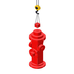 Fire hydrante production concept on white background. Vector