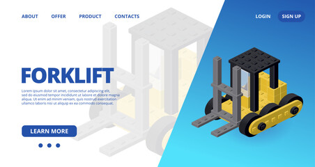 Web template with a forklift. Vector