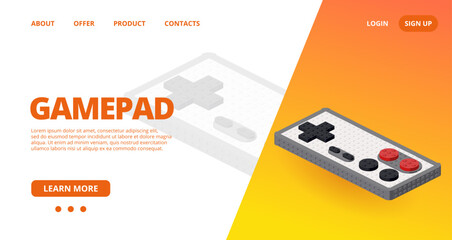 Web template with a gamepad. Vector