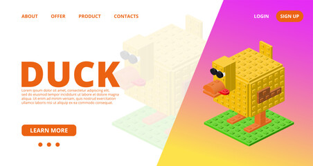 Web template with a duck. Vector