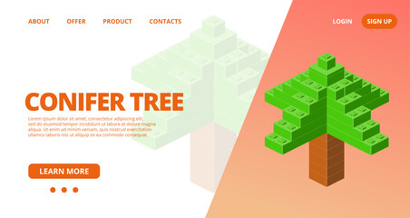 Web template with a tree. Vector