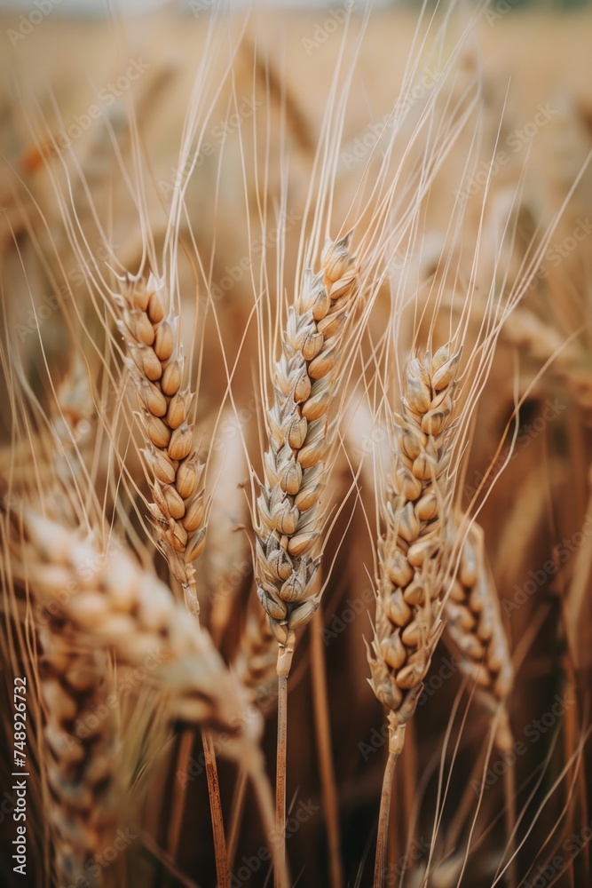 Poster close up of wheat in a field, perfect for agricultural concepts