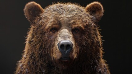 Fototapeta premium A detailed view of a brown bear's face. Suitable for wildlife or nature concepts