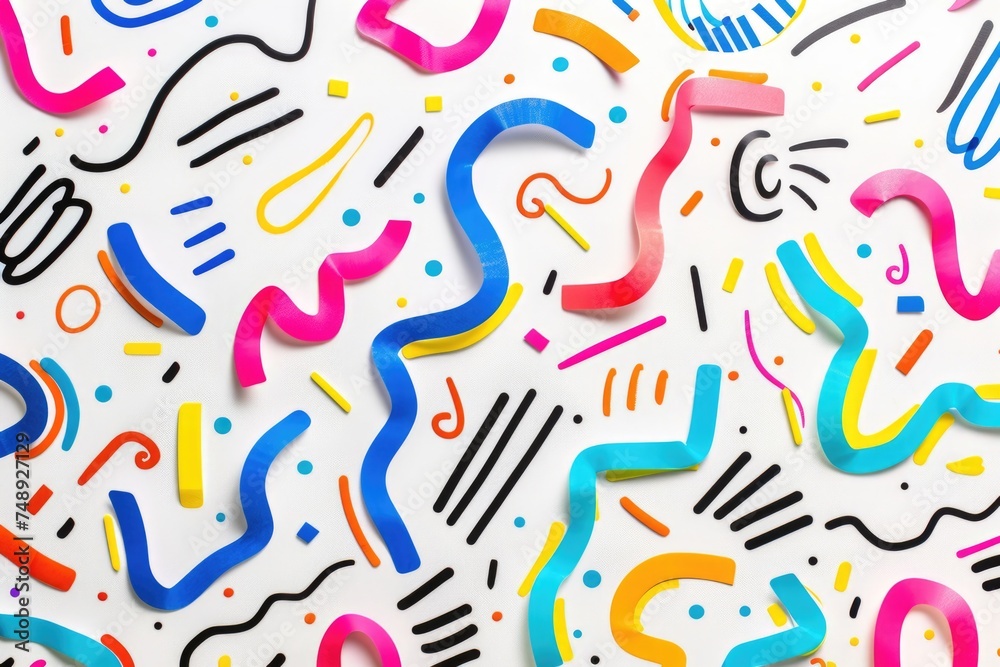 Poster various colored letters on a white surface, suitable for educational or design projects