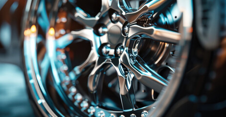 Detailed view of a motorcycle wheel. Great for automotive industry visuals