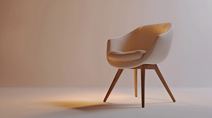 Woodenlegged chair adds elegance to room with white walls and modern furniture