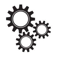 Cogs And Gears Icon Vector Illustration. Colorful connected gears and icons for strategy.  vector infographic illustration.