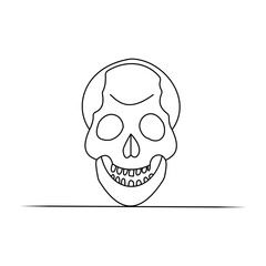 skull single continuous one line out line vector art  drawing  and tattoo design