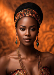 portrait of a beautiful black woman. Selective focus.