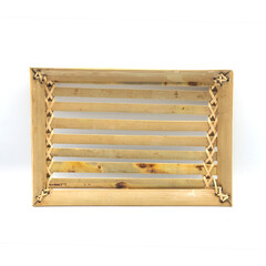 Closeup Shot of A Bamboo Tray, Isolated or Die Cut on White Background.