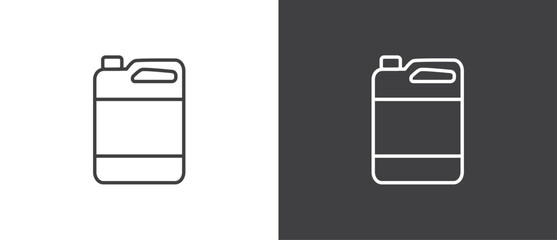 Simple handle jerry can icon line. Petrol signs. Gasoline icon, Car petrol symbol. Jerry cans of oil icon vector illustration. Fuel can vector icon illustration isolated on black and white background. - obrazy, fototapety, plakaty
