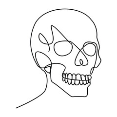 skull single continuous one line out line vector art  drawing  and tattoo design