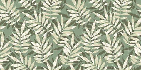 Leaves Pattern. Watercolor leaves seamless vector background, jungle print textured