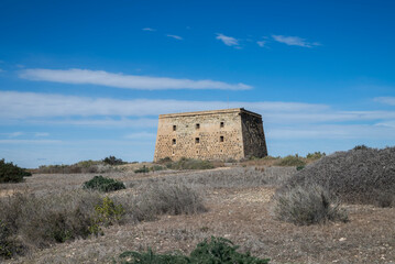 The tower of San Jose, in the Tabarca Island, province of Alicante, Spain. It was built in 1.790