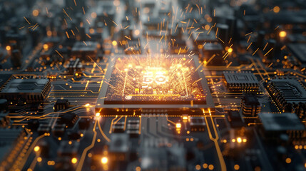 computer board with circuit board. 3 d rendering