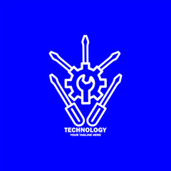 Abstract Initial Logo. White color isolated on Blue Background. Technology  Branding Logos. Flat Vector Logo Design Template Element icon.