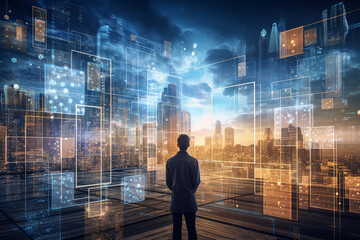 Digital transformation concept for the next generation ready to face the future, business and technology theme